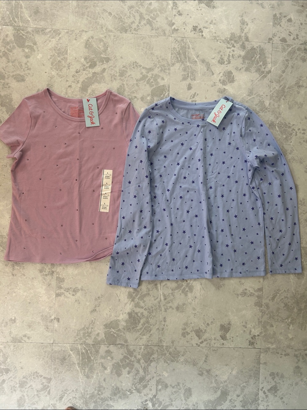 Cat & Jack Pink Short-Sleeve T & Light Blue Star-Print Long-Sleeve New with Tag
